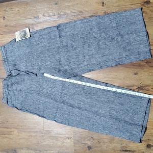 Habitat high water linen wide leg pants blue grey pinstriped